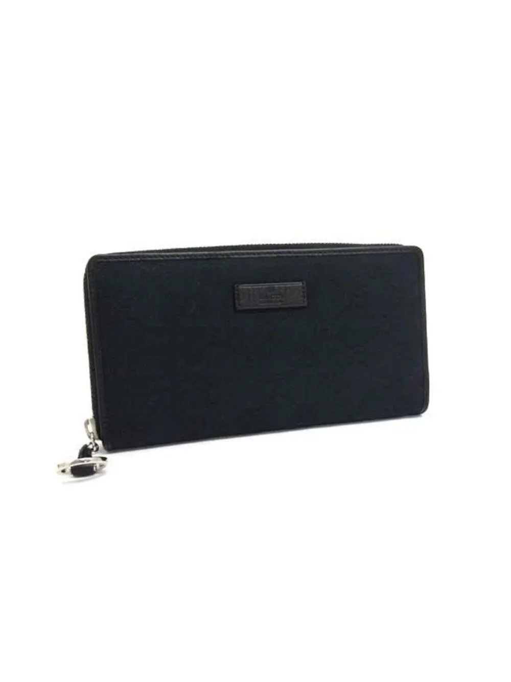 Gucci Horsebit GG Canvas Leather Zip Around Wallet Black